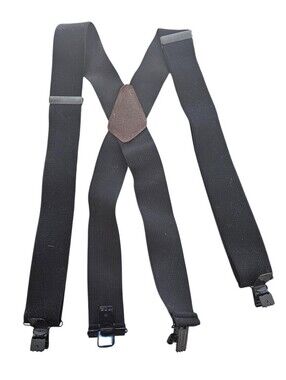 Sunbelt USA Mens Vintage Suspenders Braces Black w/ Brown Leather